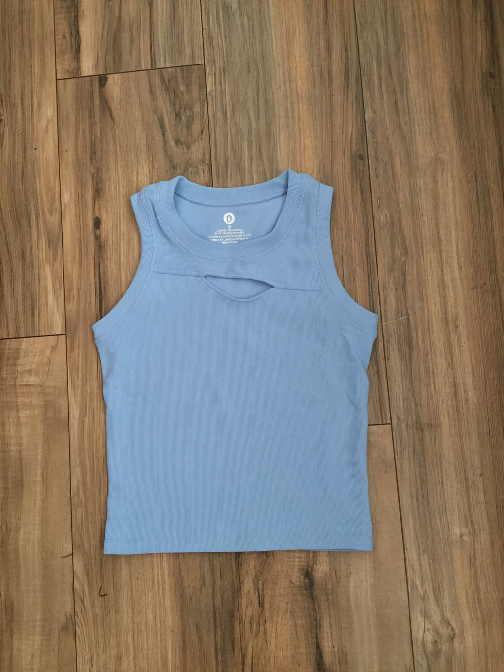 Baby Blue Peekaboo Ribbed Workout Top