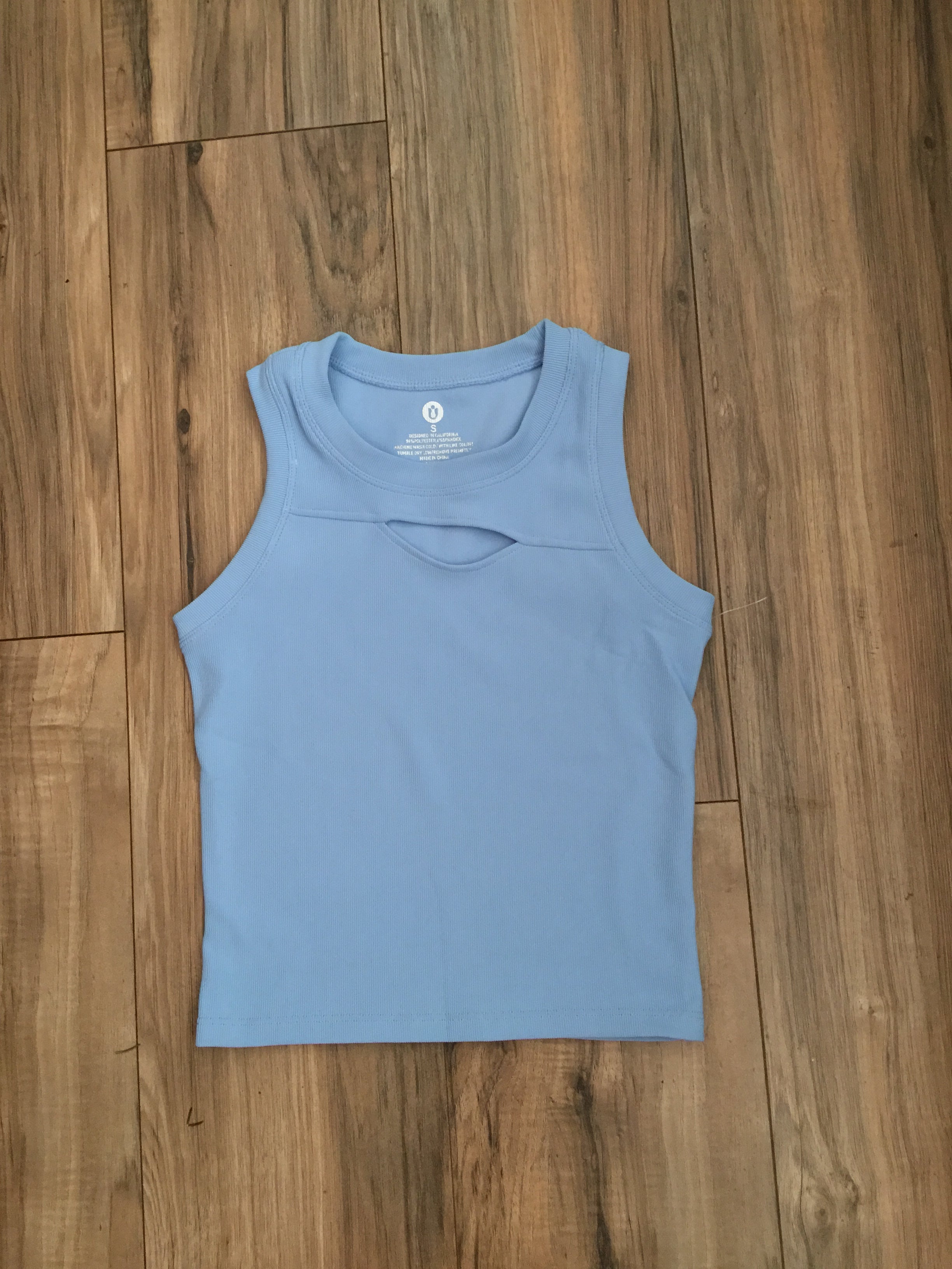 Baby Blue Peekaboo Ribbed Workout Top