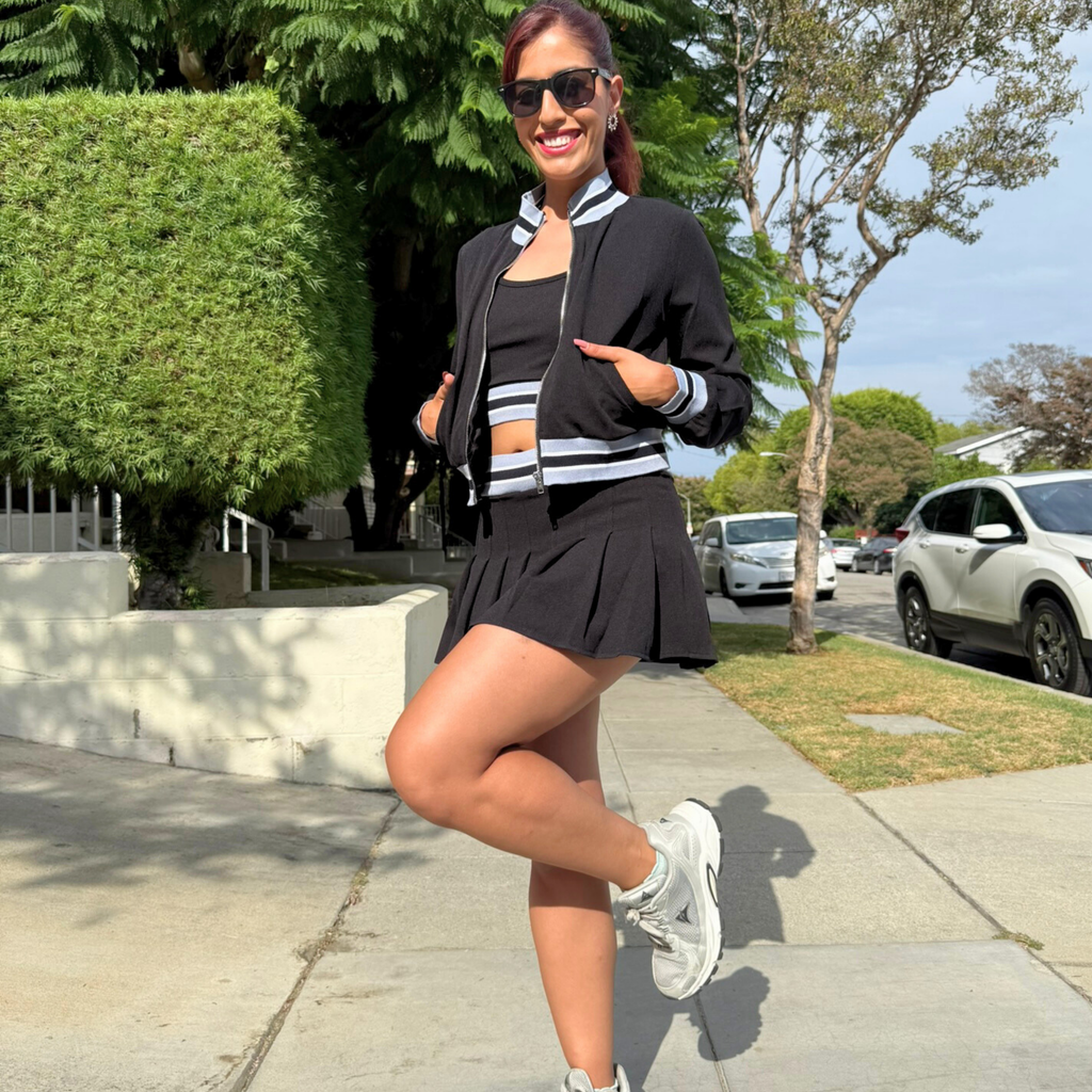 Chic Tennis Club Set - Shirt, Skirt & Sweater