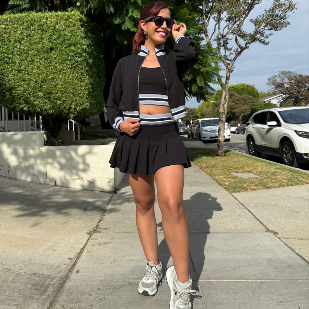 Chic Tennis Club Set - Shirt, Skirt & Sweater