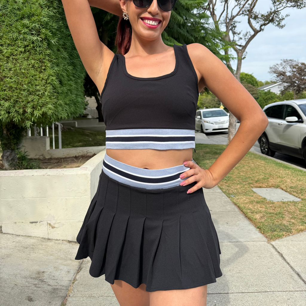 Chic Tennis Club Set - Shirt, Skirt & Sweater