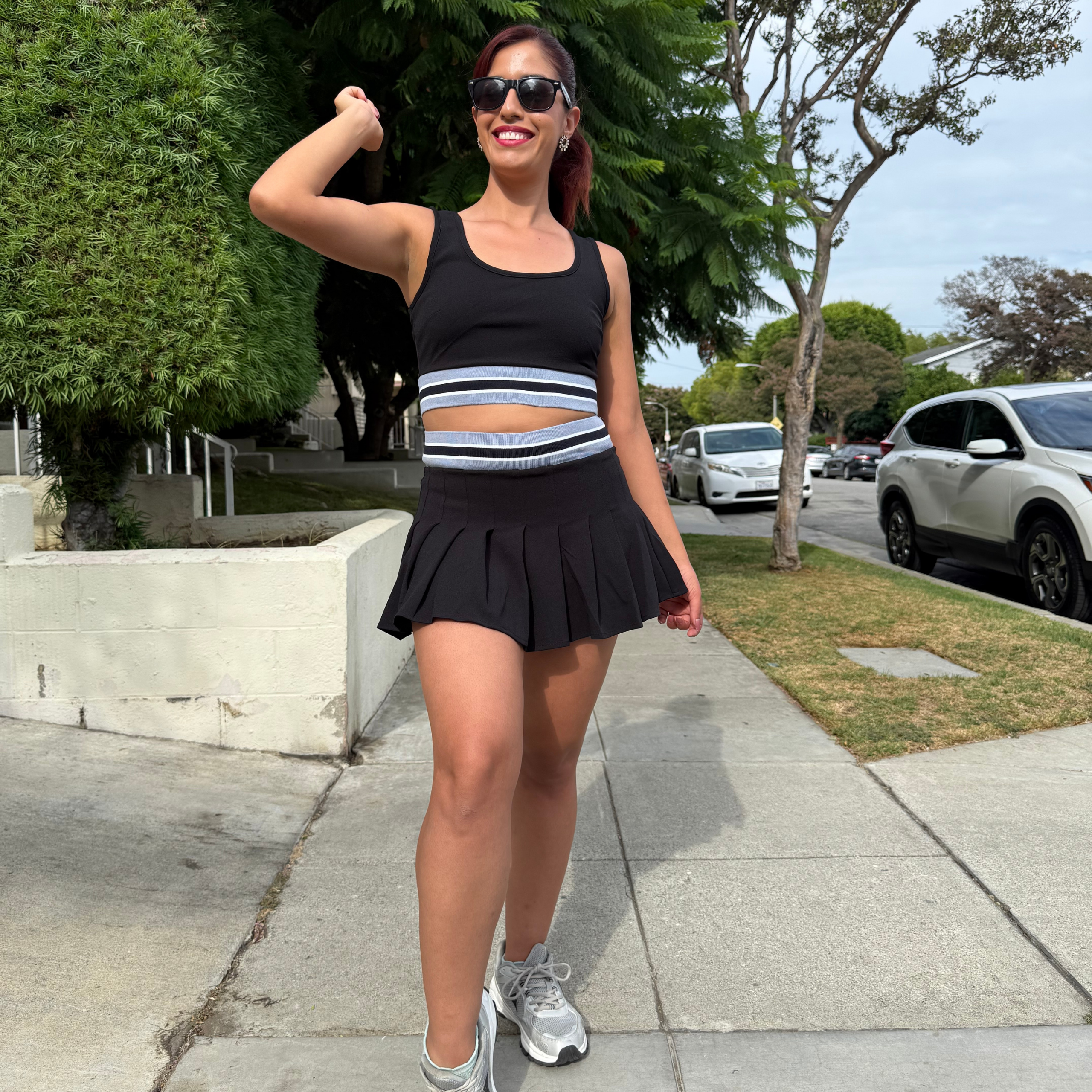 Chic Tennis Club Set - Shirt, Skirt & Sweater