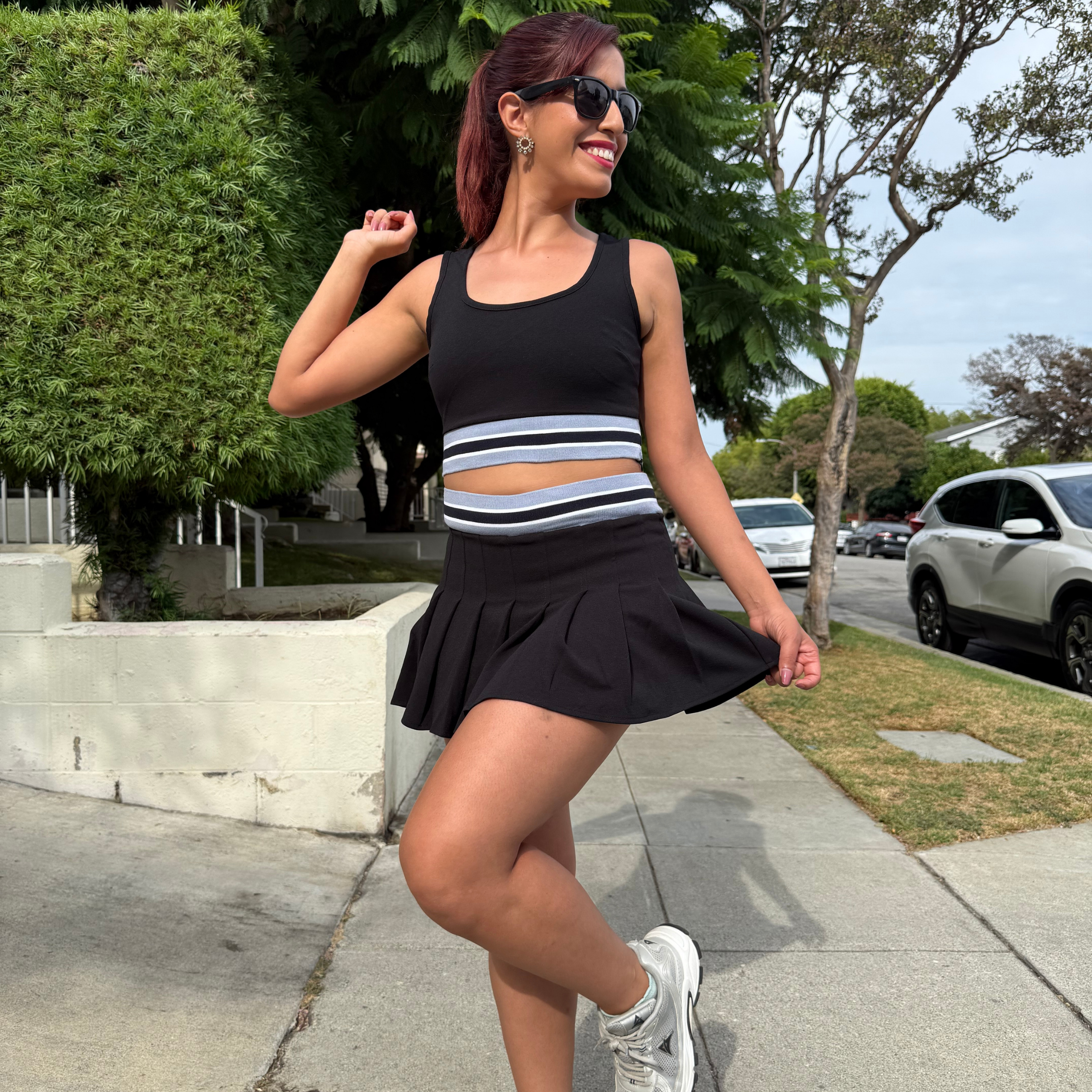 Chic Tennis Club Set - Shirt, Skirt & Sweater