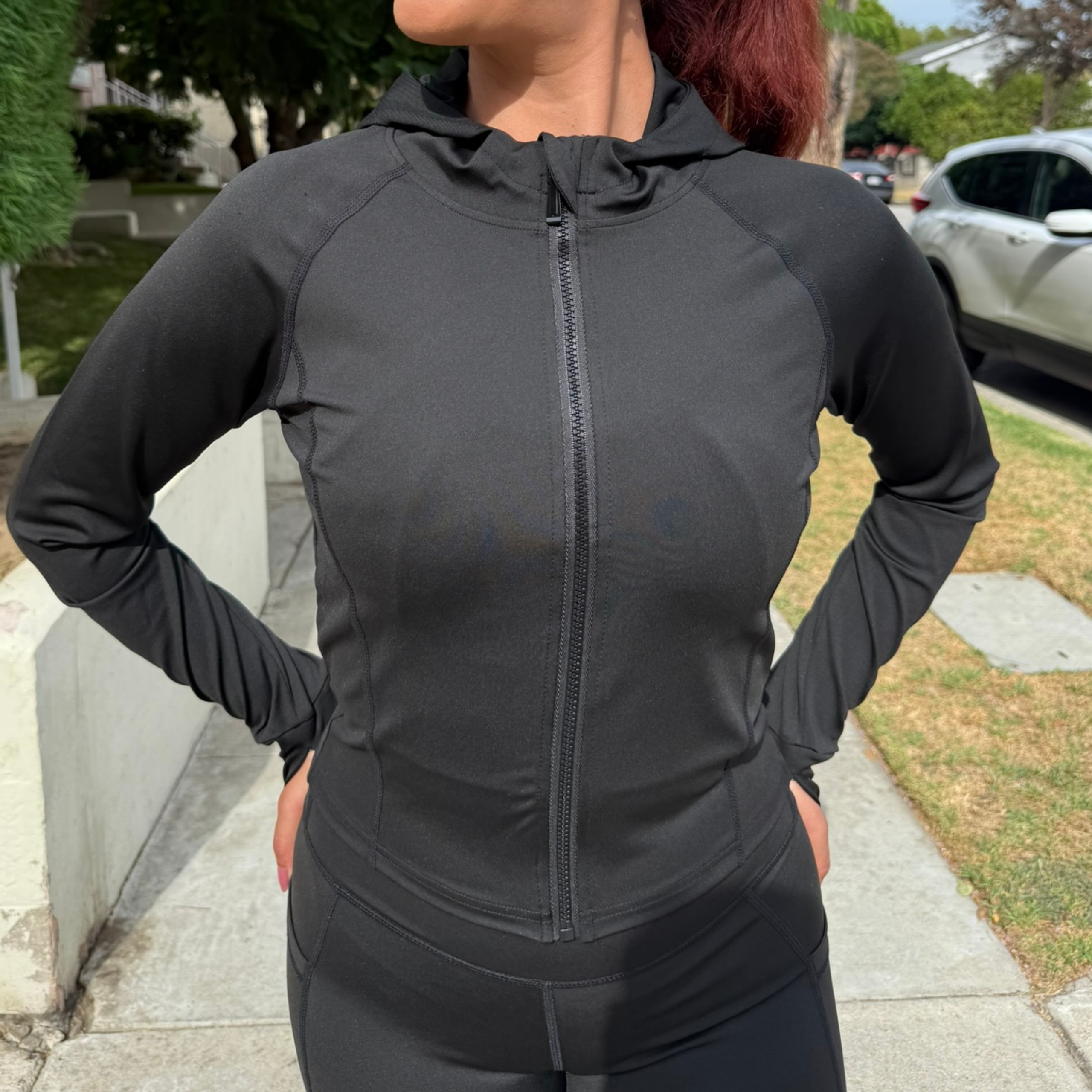 Black Snatched Zip-Up Hoodie Jacket