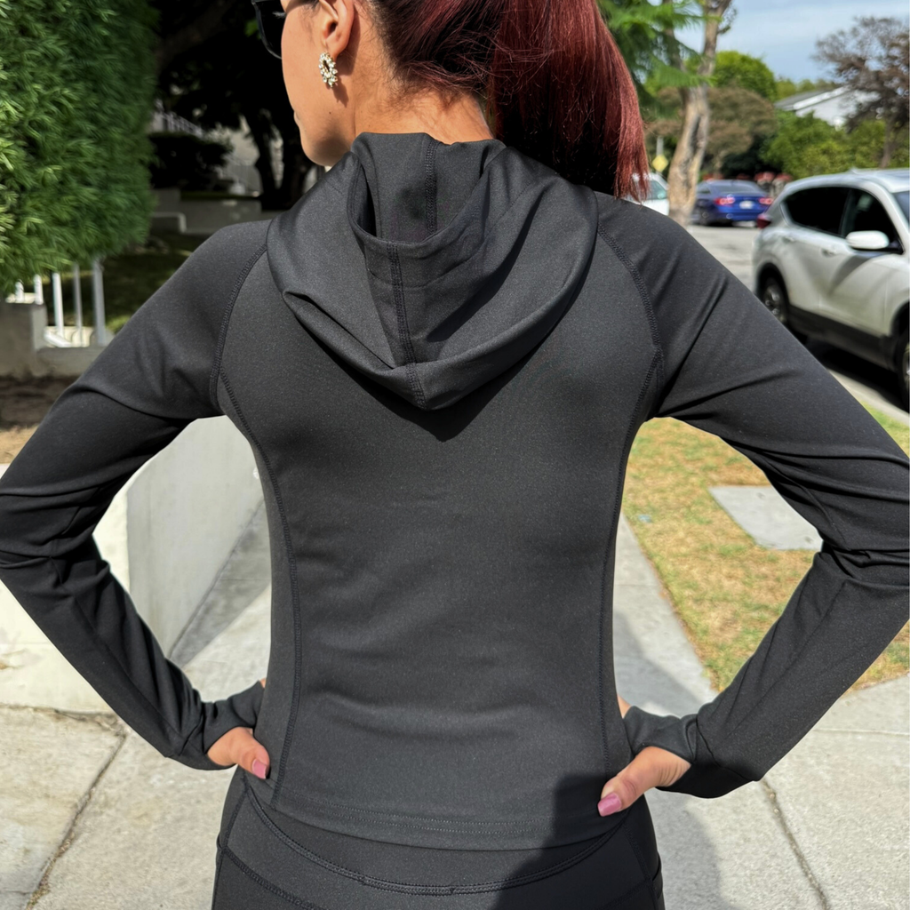 Black Snatched Zip-Up Hoodie Jacket