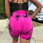 Pink Tie Dye High Waist Booty Lifting Biker Shorts