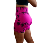 Pink Tie Dye High Waist Booty Lifting Biker Shorts