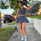 Charcoal Gray Polo (Crop Top + Skort Set)