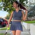 Charcoal Gray Polo (Crop Top + Skort Set)