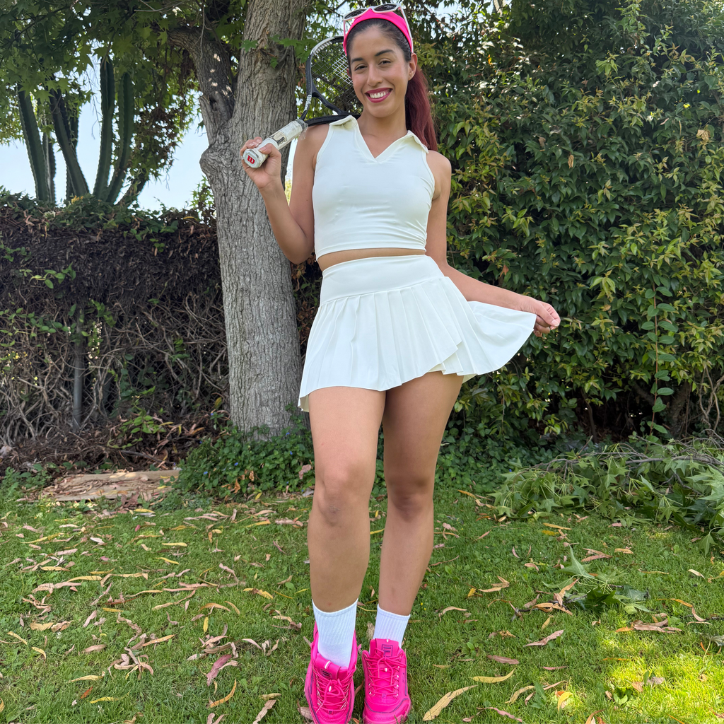 Buttercream Polo Crop Top + Skort Set