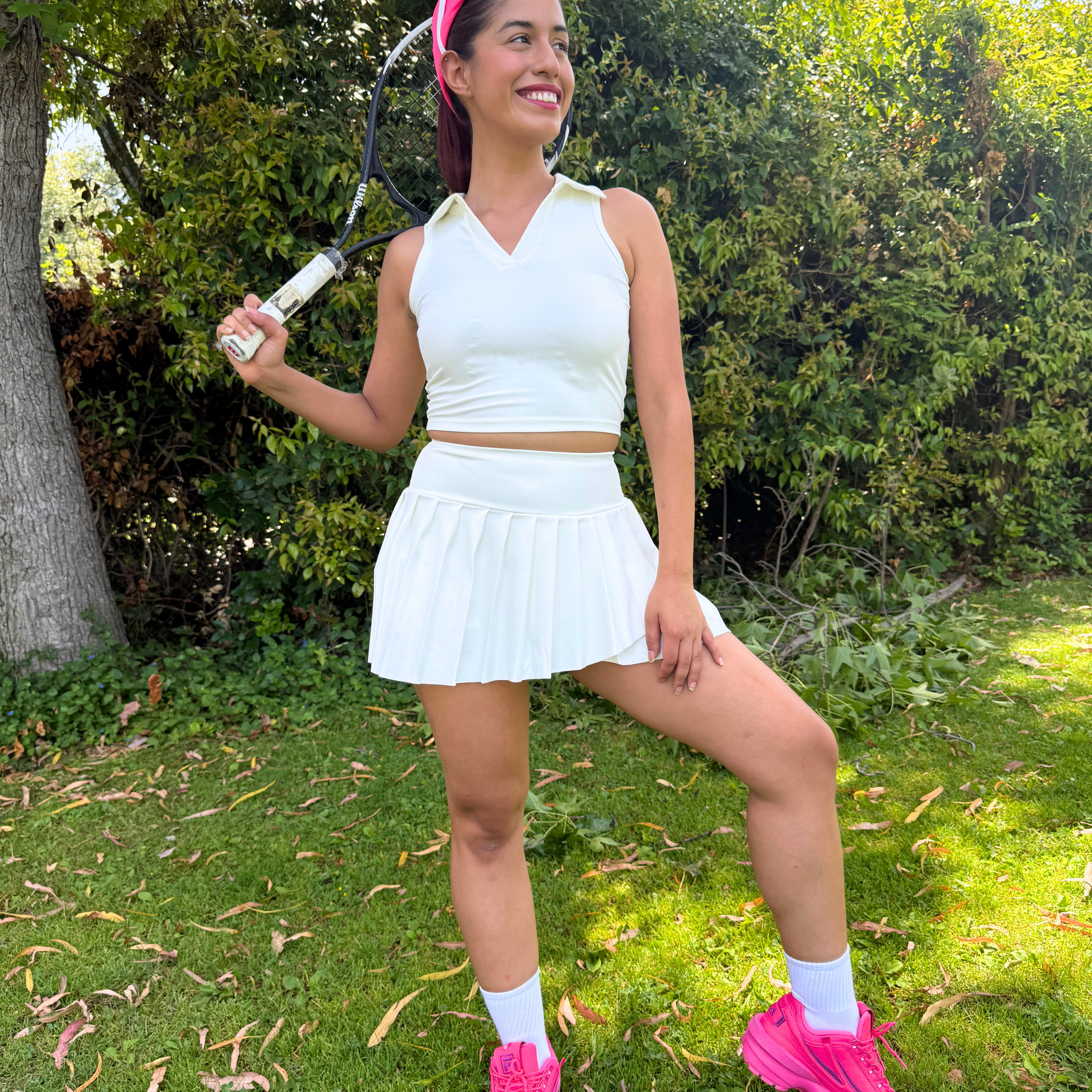 Buttercream Polo Crop Top + Skort Set