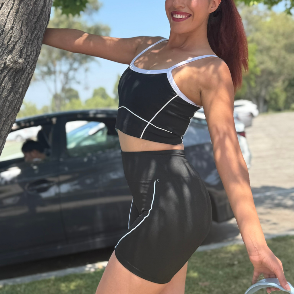 Black Power Shorts Set (Sports Bra + Shorts)