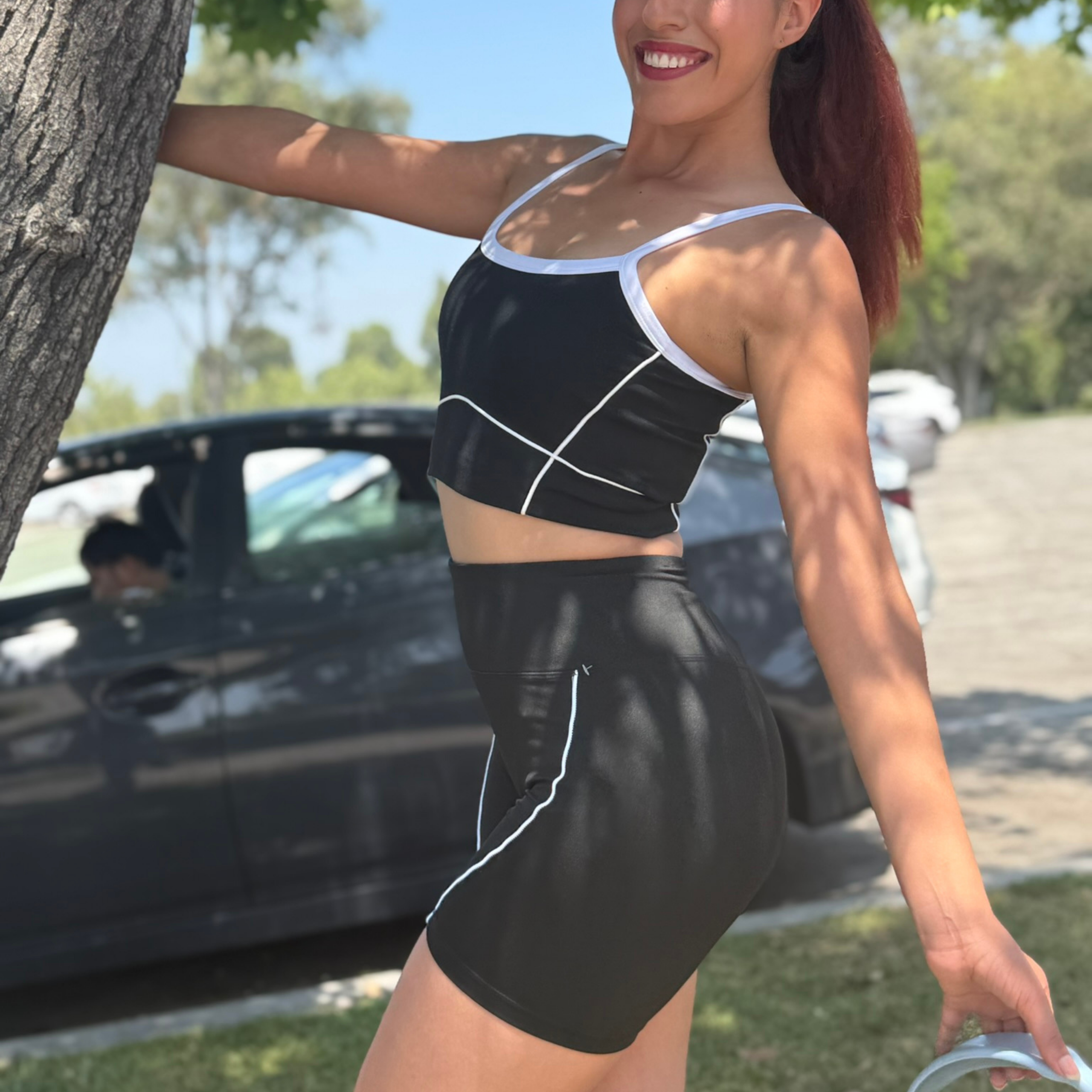 Black Power Shorts Set (Sports Bra + Shorts)