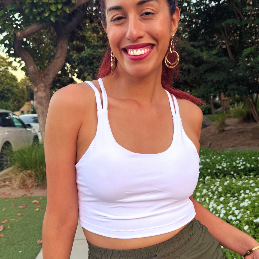 White Ribbed Sports Bra