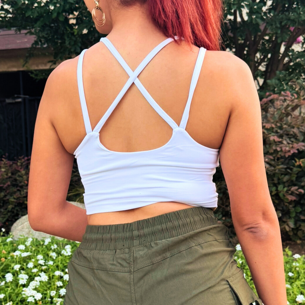 White Ribbed Sports Bra