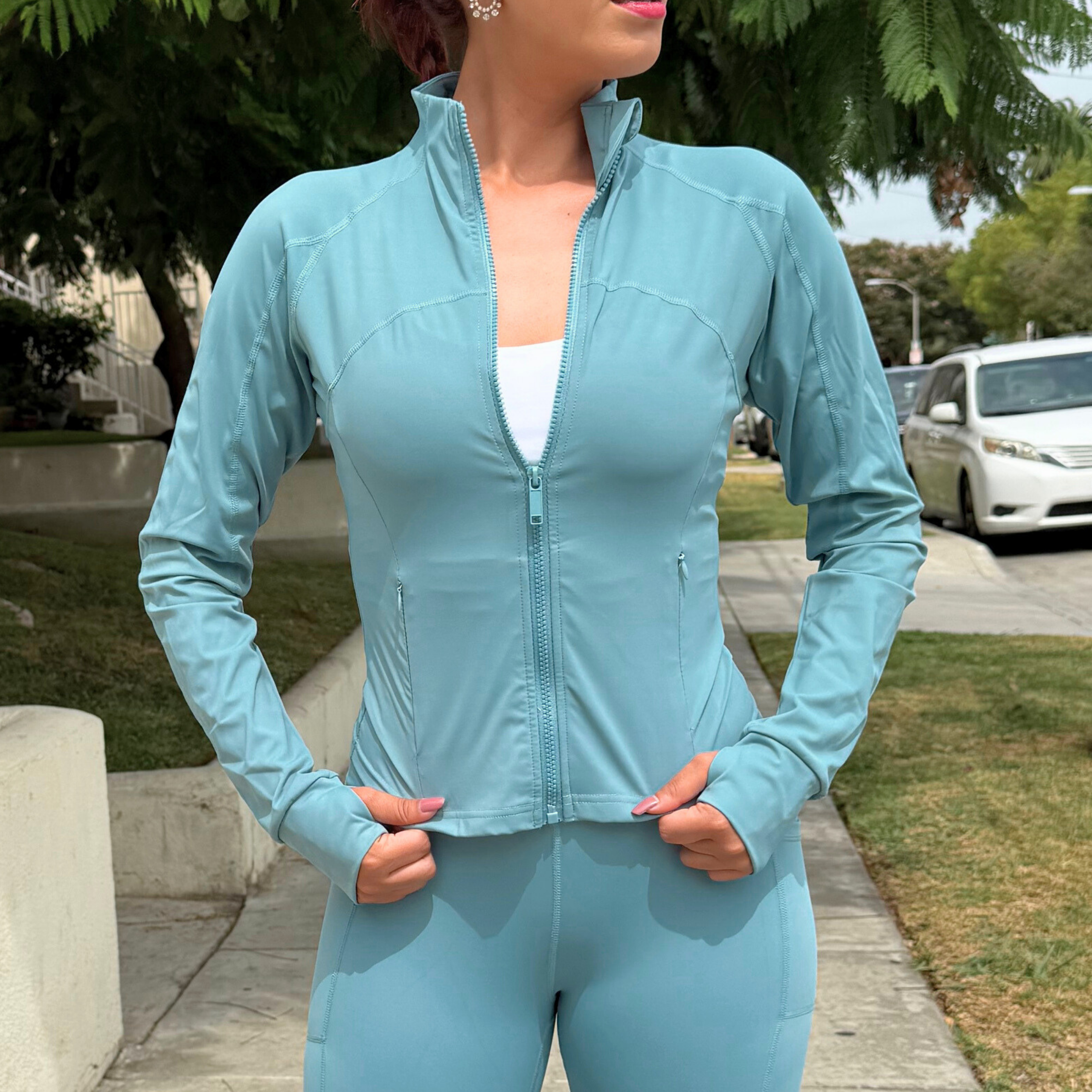 Aqua Blue Sculpt Define Jacket