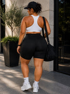 Plus Size Black Biker Running Shorts