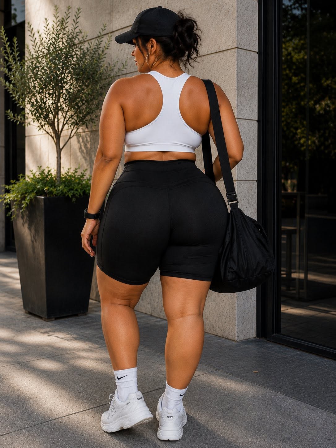Plus Size Black Biker Running Shorts