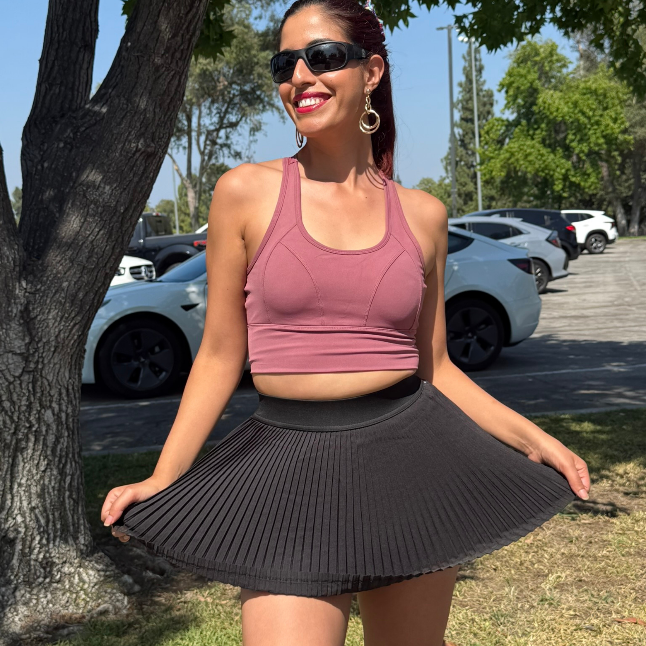 Black Pleated Athletic Skort