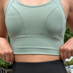 Sage Green Cross Back Running Bra