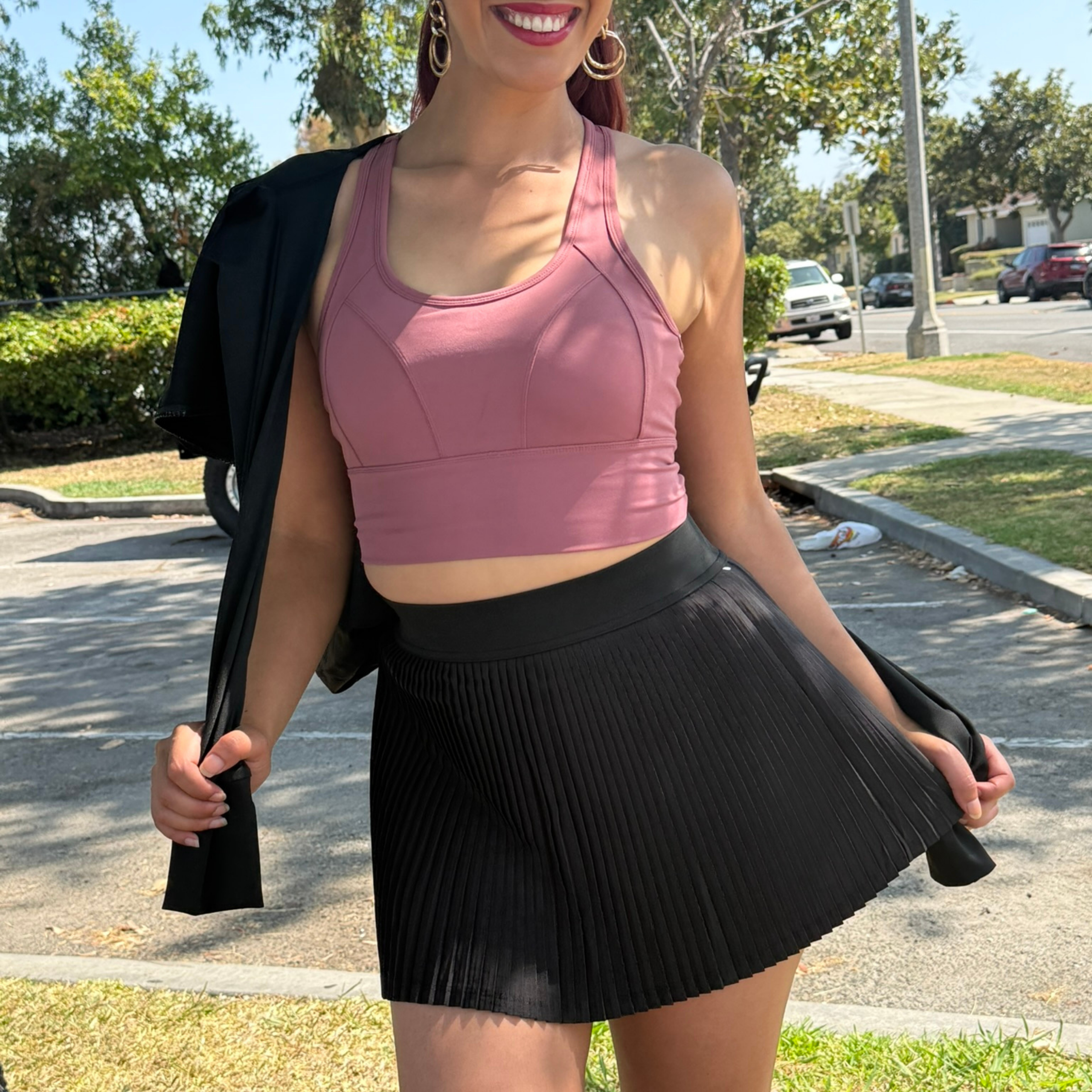 Black Pleated Athletic Skort