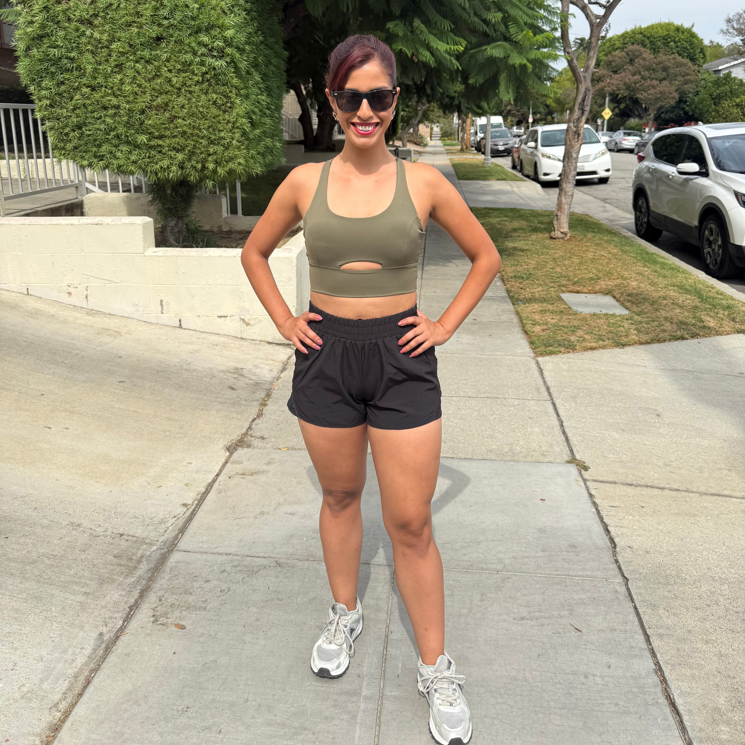 Army Green Open Sports Bra