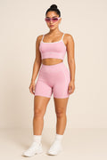 Baby Pink Power Shorts Set (Sports Bra + Shorts)
