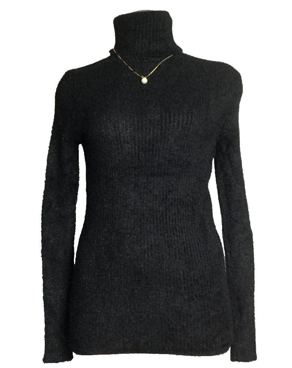 Black Fuzzy Turtleneck Sweater