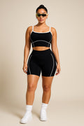 Black Power Shorts Set (Sports Bra + Shorts)