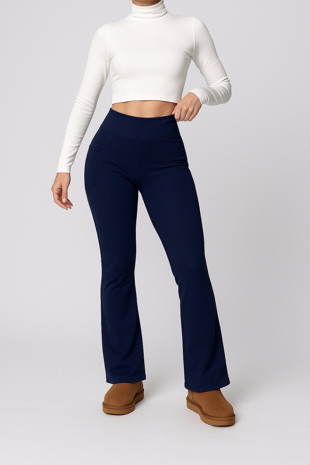 Navy Blue Thermal Butt Lifting Flare Leggings