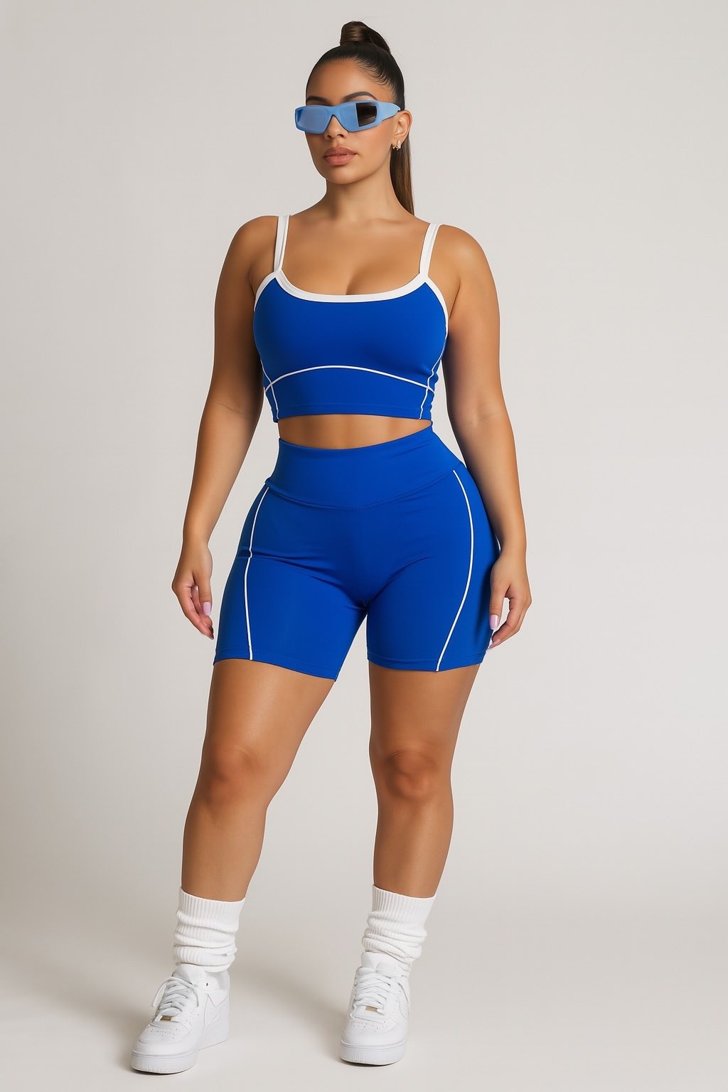 Royal Blue Power Shorts Set (Sports Bra + Shorts)