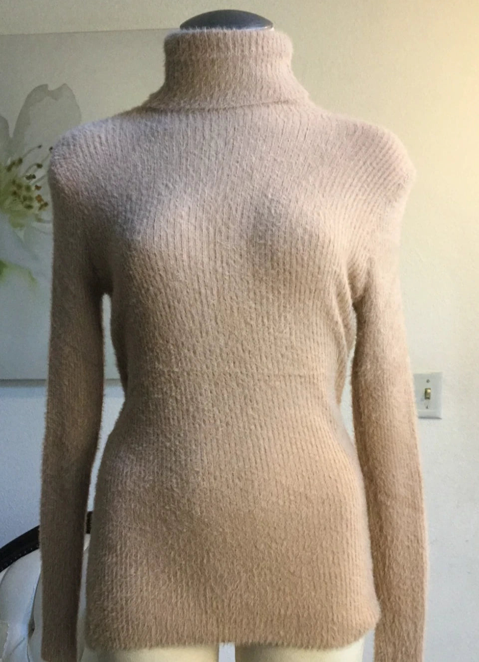 Light Brown Fuzzy Turtleneck Sweater