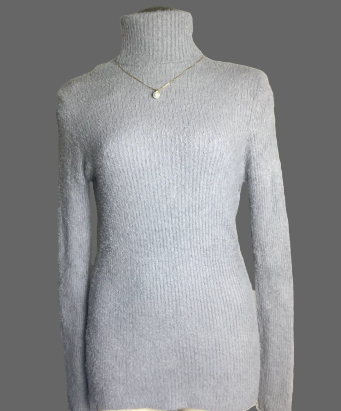 Gray Fuzzy Turtleneck Sweater