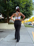 Black Flare Fleece Butt Lifting Leggings