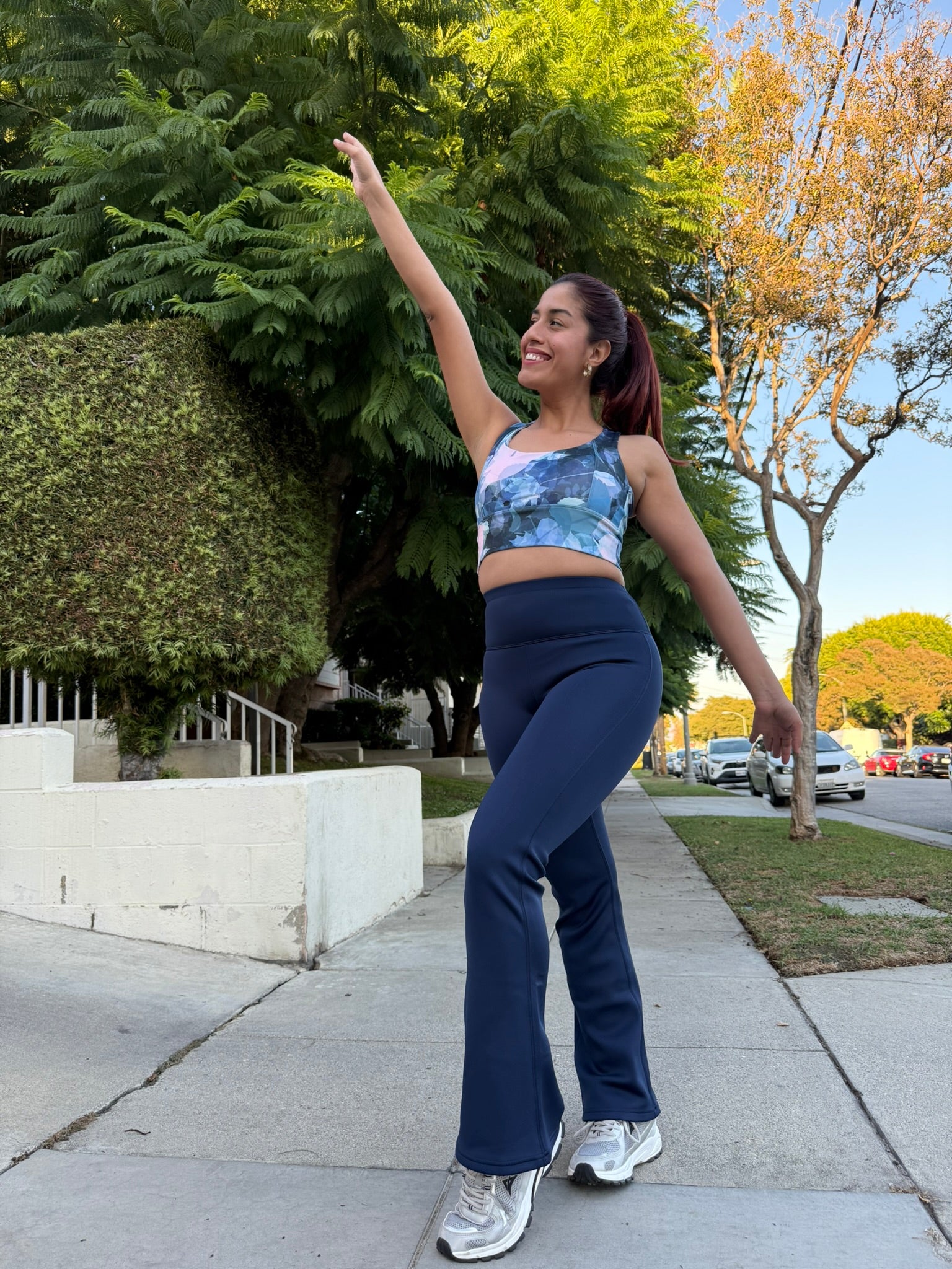 Navy Blue Thermal Butt Lifting Flare Leggings