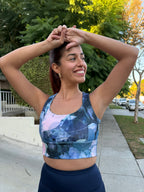 Ocean Bloom Floral Sports Bra