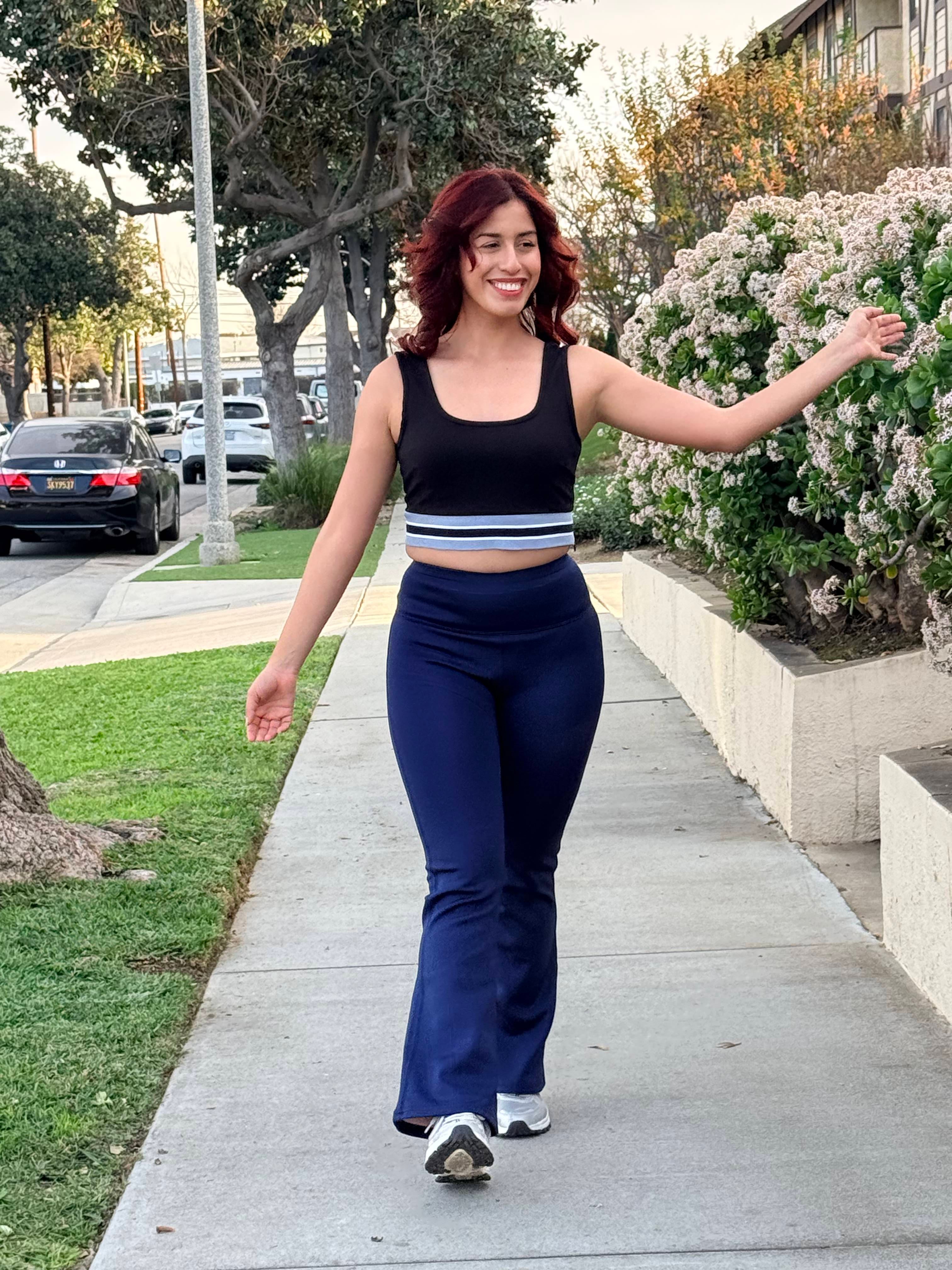 Navy Blue Thermal Butt Lifting Flare Leggings