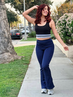 Navy Blue Thermal Butt Lifting Flare Leggings