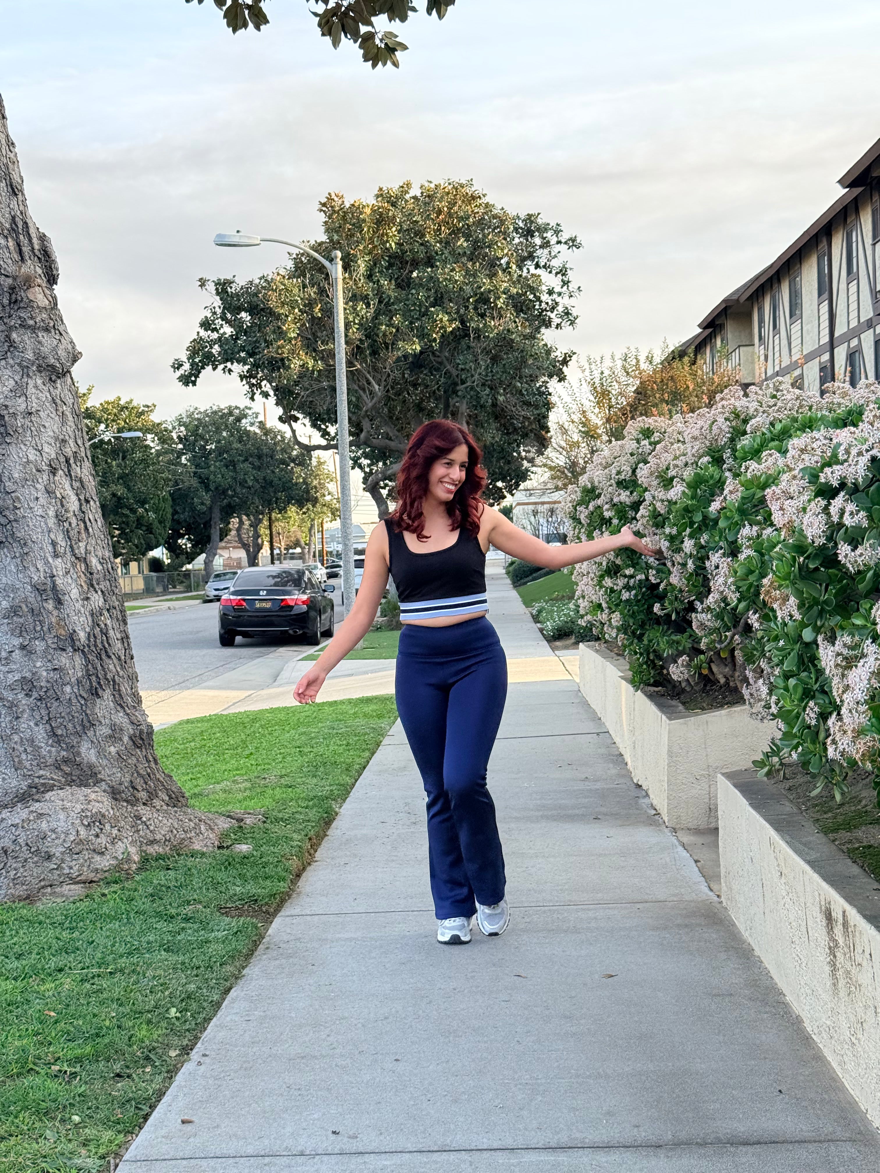 Navy Blue Thermal Butt Lifting Flare Leggings