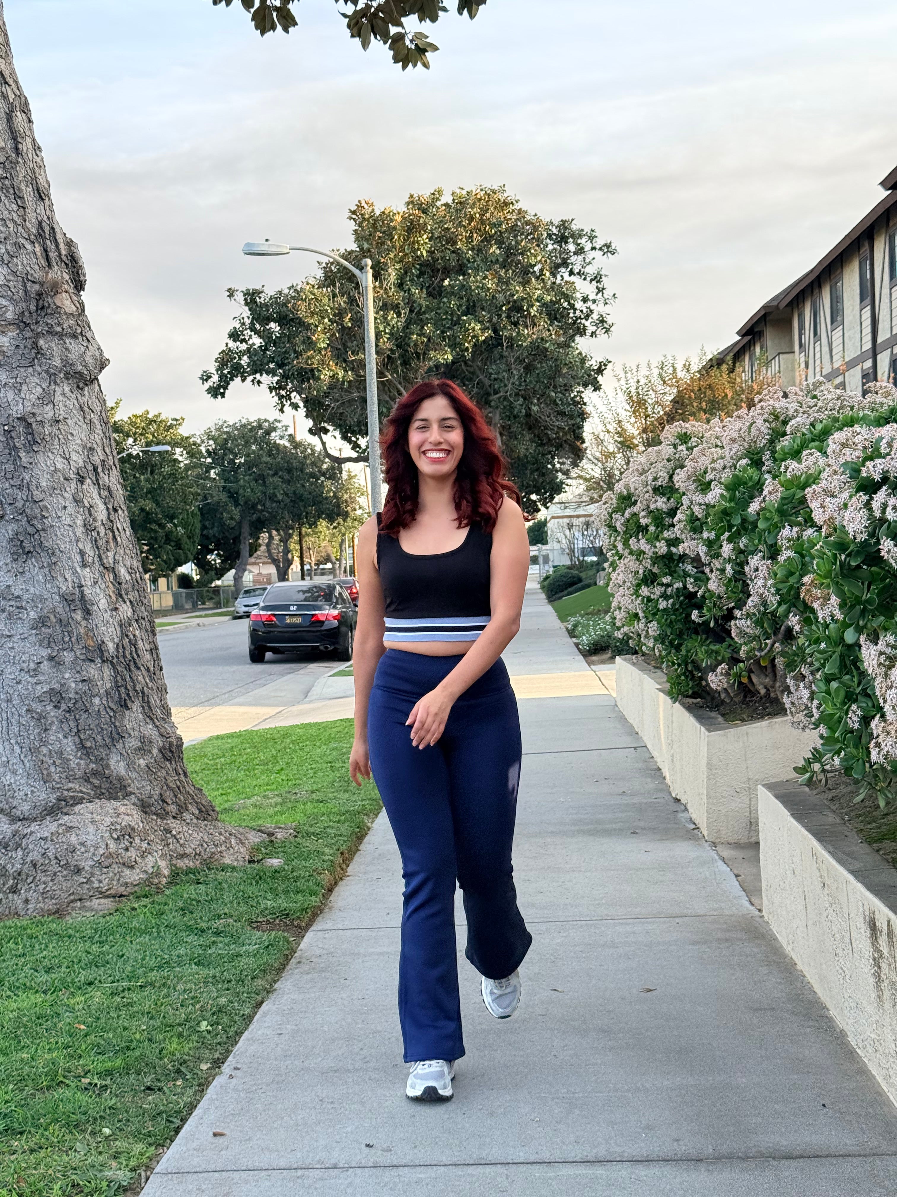 Navy Blue Thermal Butt Lifting Flare Leggings