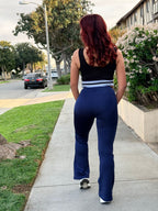 Navy Blue Thermal Butt Lifting Flare Leggings