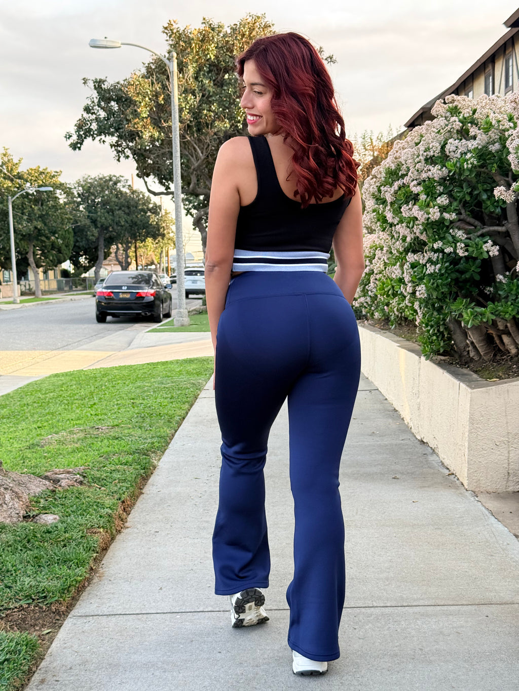 Navy Blue Thermal Butt Lifting Flare Leggings