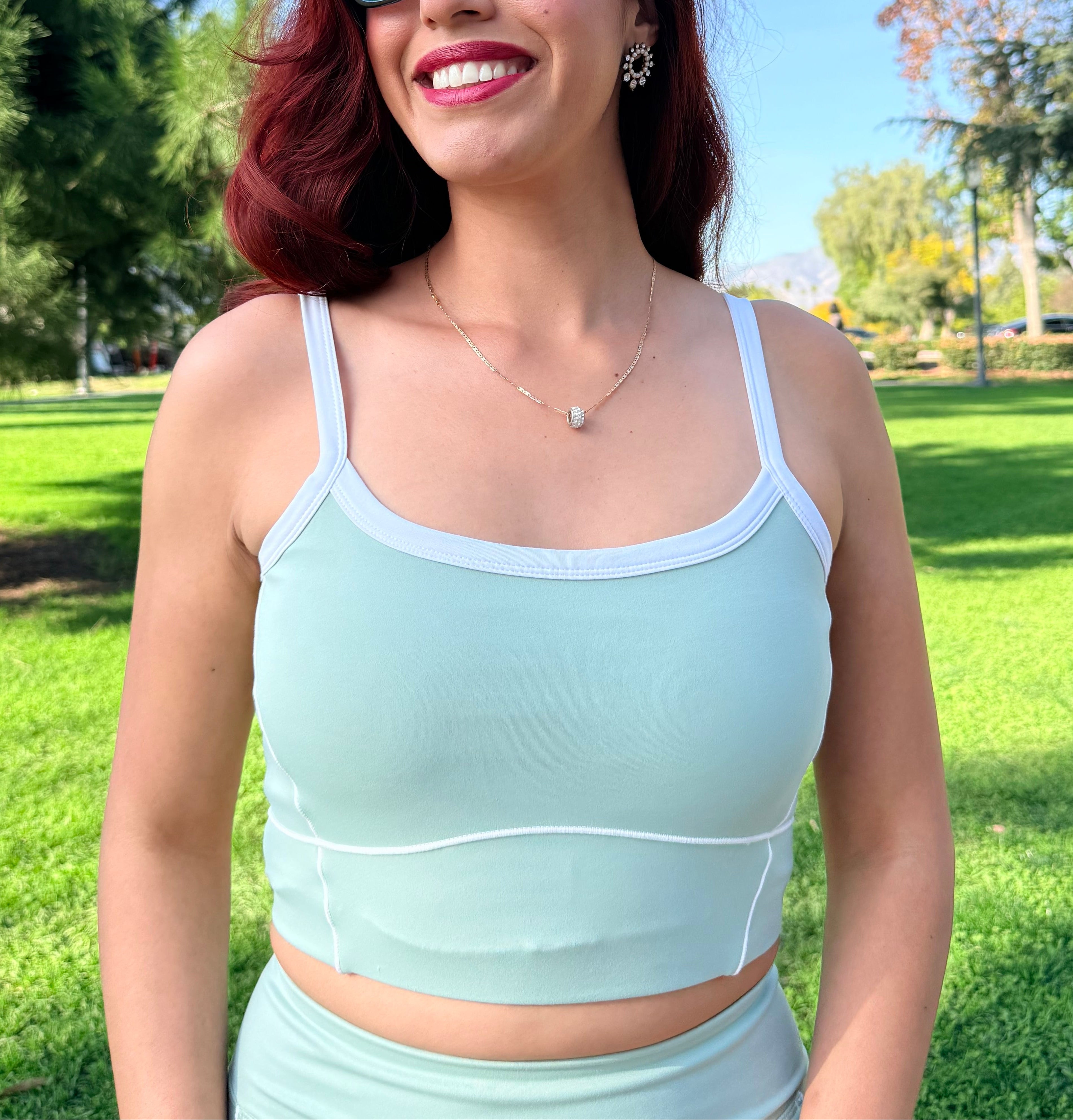 Pastel Green Power Shorts Set (Sports Bra + Shorts)