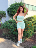 Pastel Green Power Shorts Set (Sports Bra + Shorts)