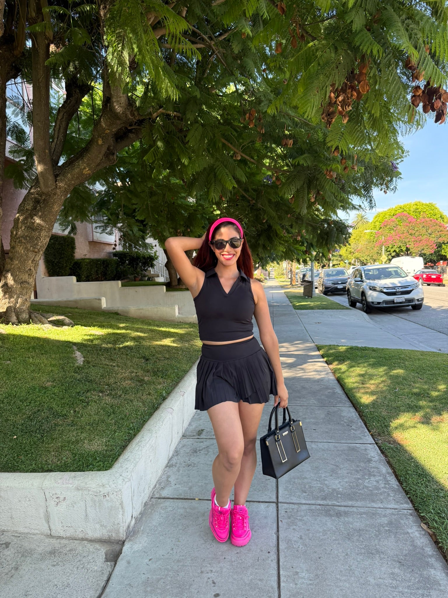 Black Polo Crop Top + Skort Set