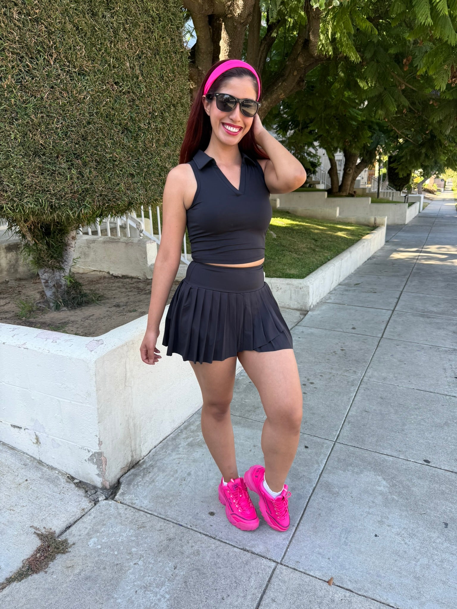 Black Polo Crop Top + Skort Set