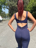Navy Blue Flare Sculpt & Flow Jumpsuit