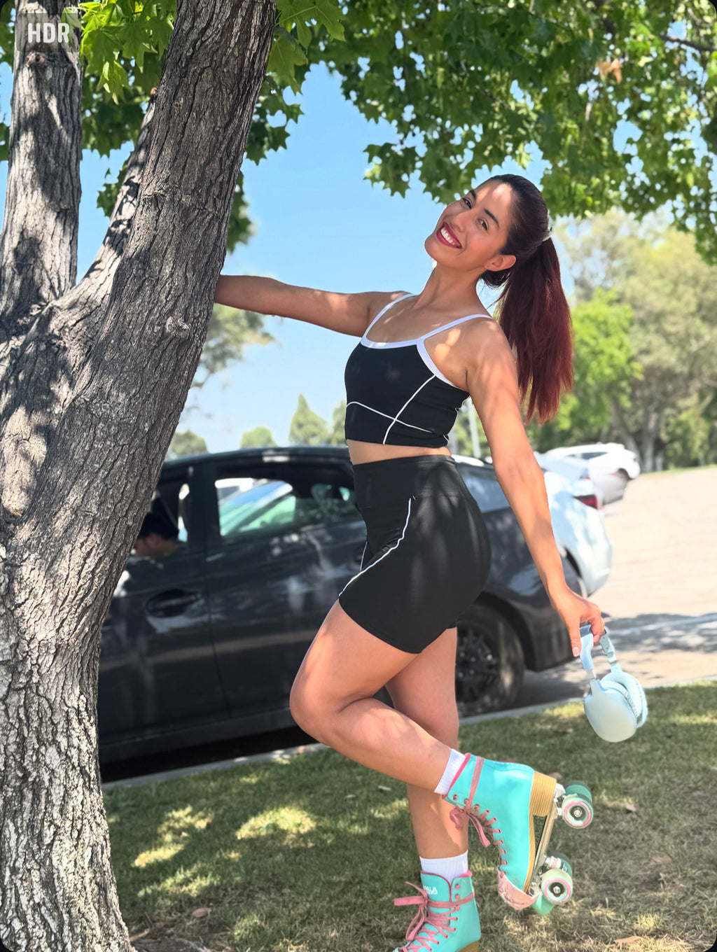 Black Power Shorts Set (Sports Bra + Shorts)