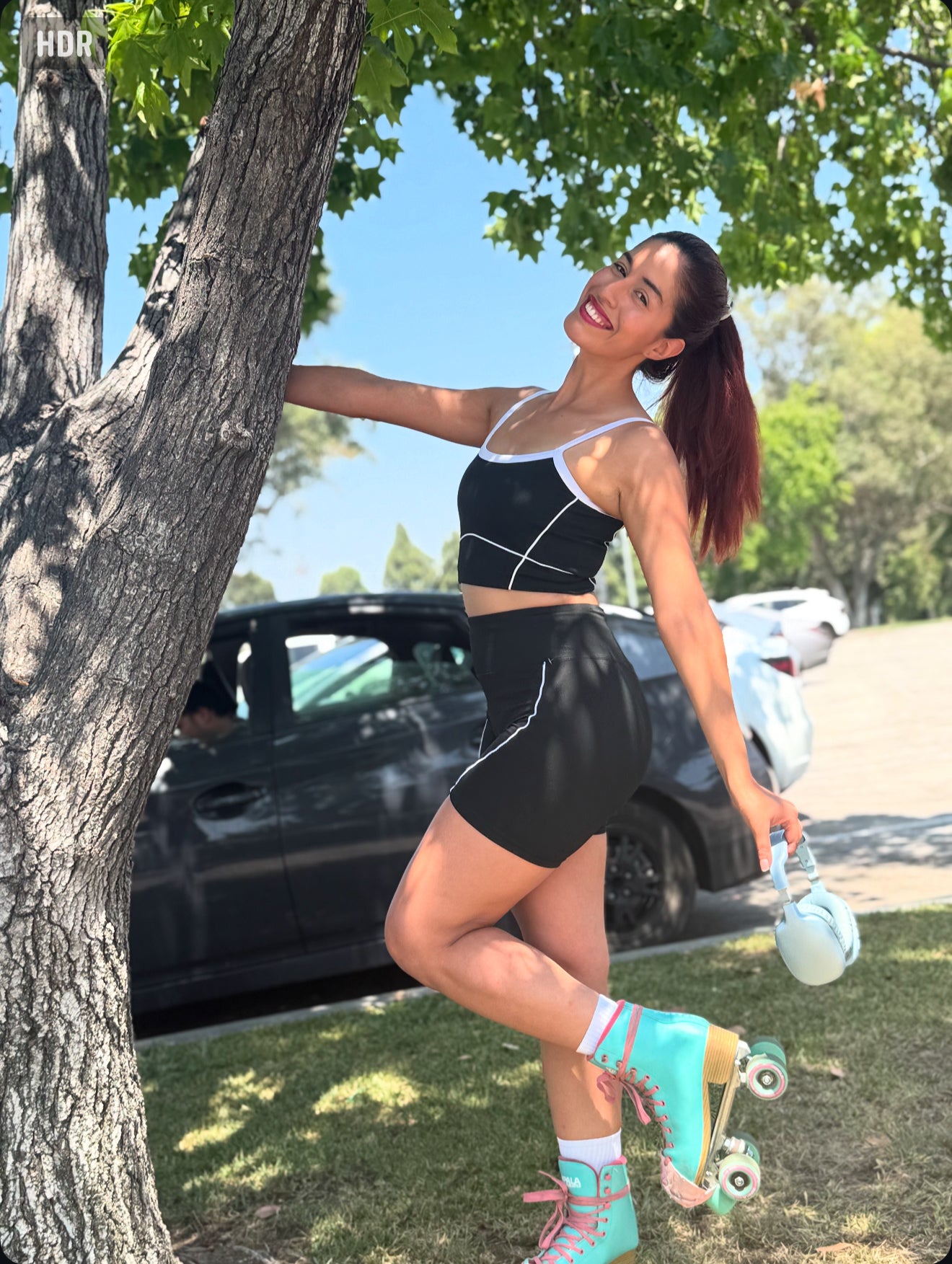 Black Power Shorts Set (Sports Bra + Shorts)