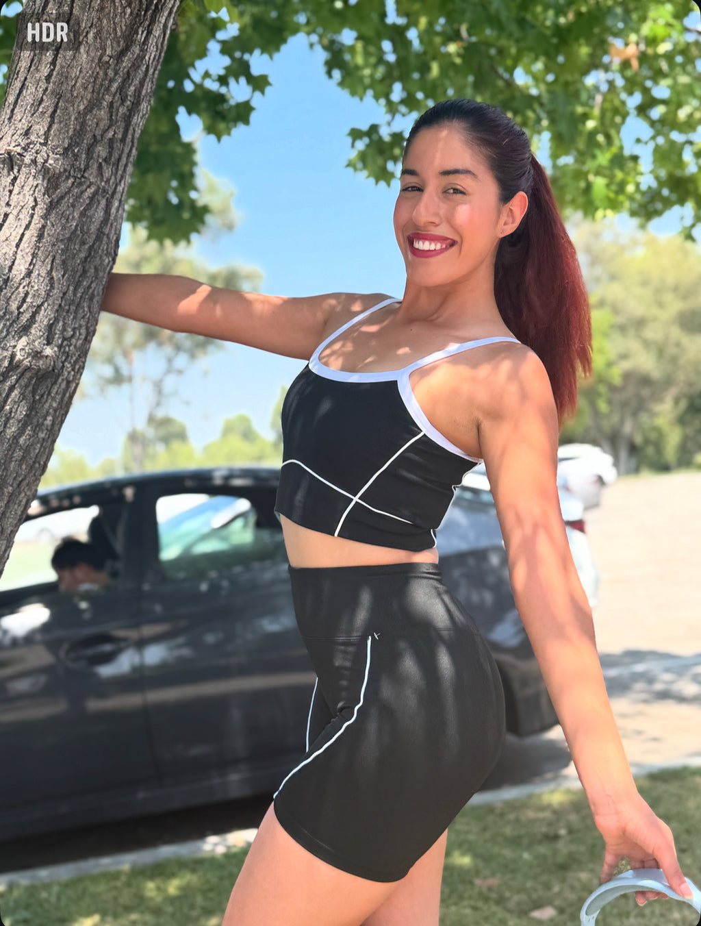 Black Power Shorts Set (Sports Bra + Shorts)